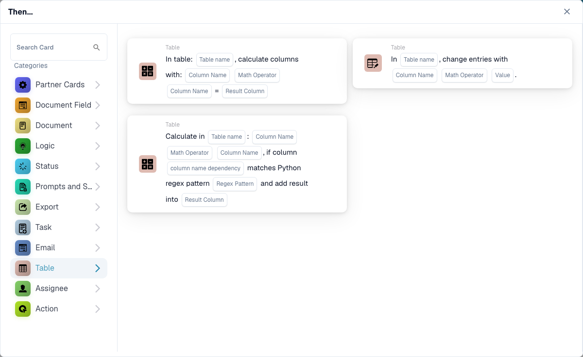 Workflow Builder card category