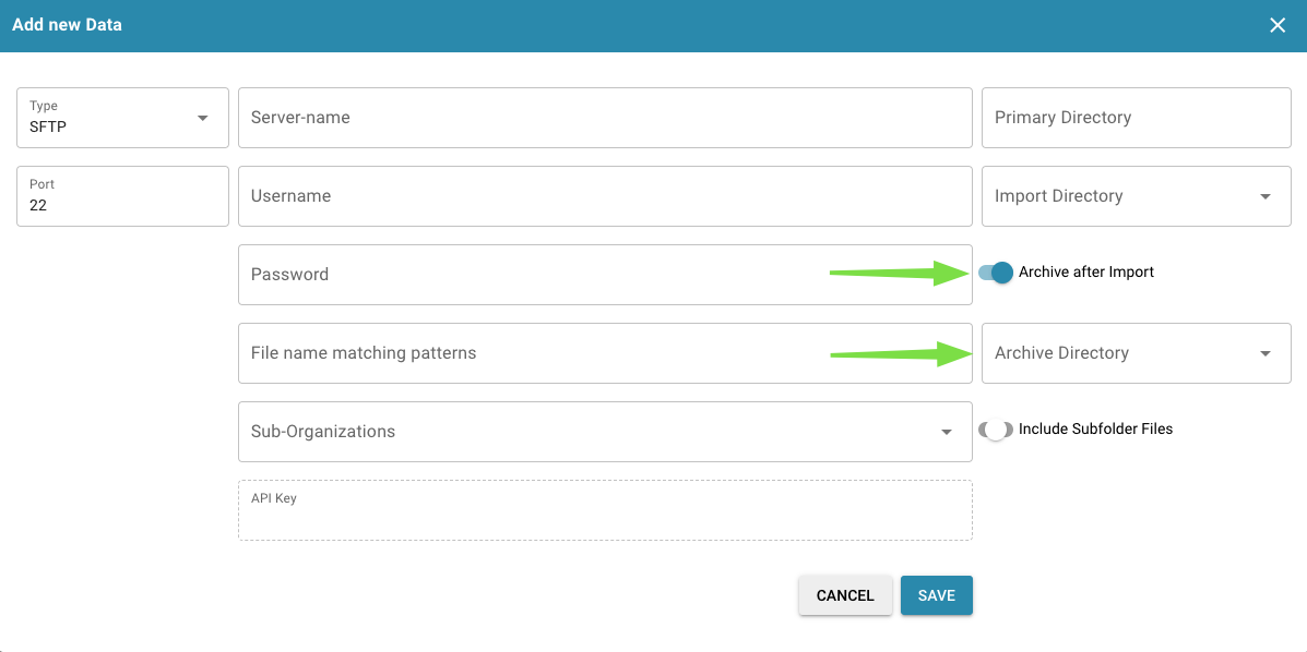 FTP File Archiving Settings
