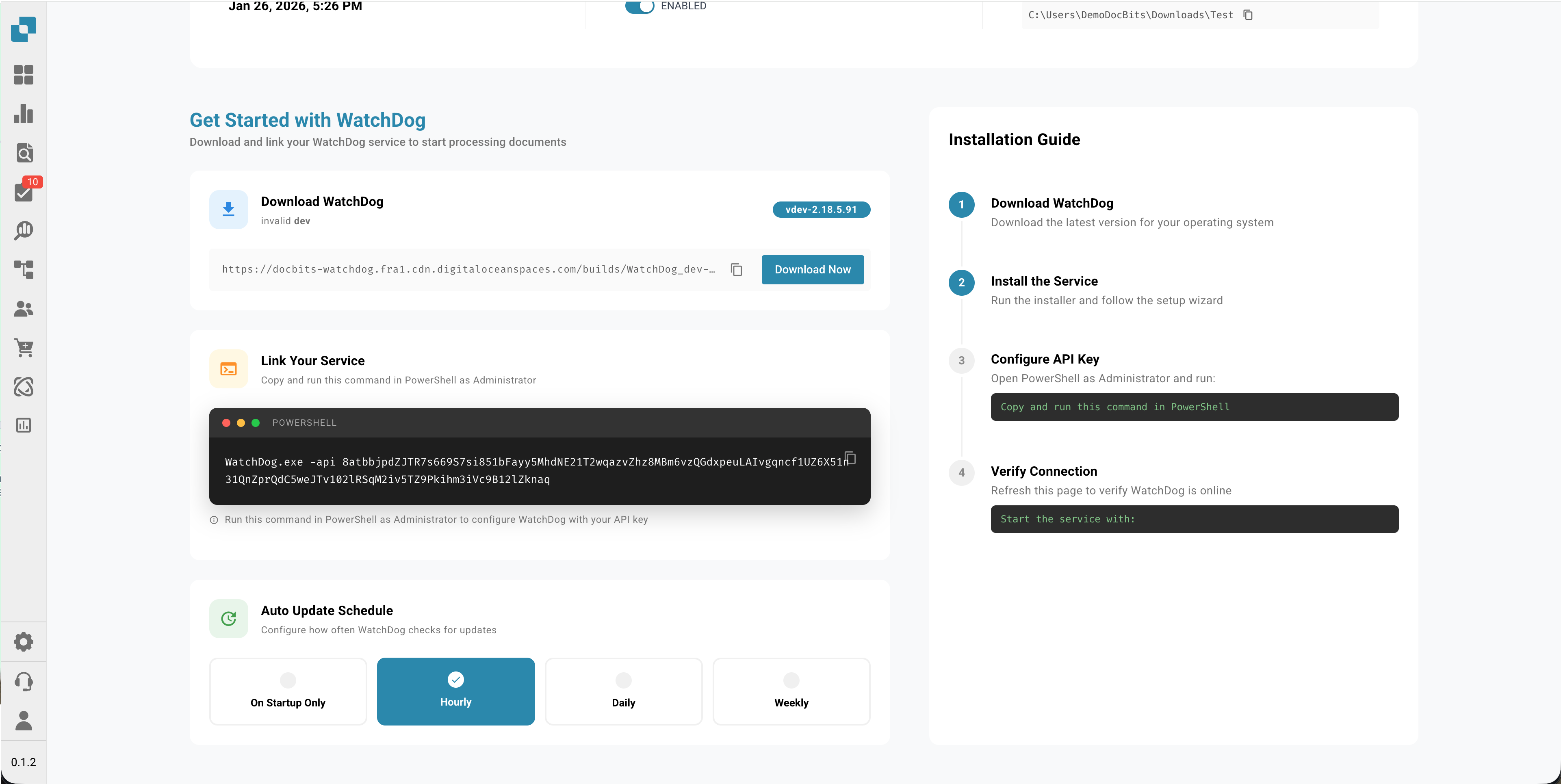 WatchDog Folder Settings