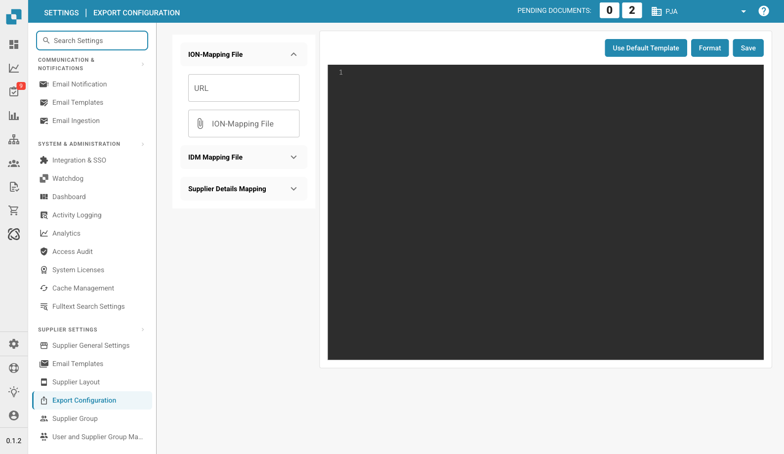 Supplier Export Configuration