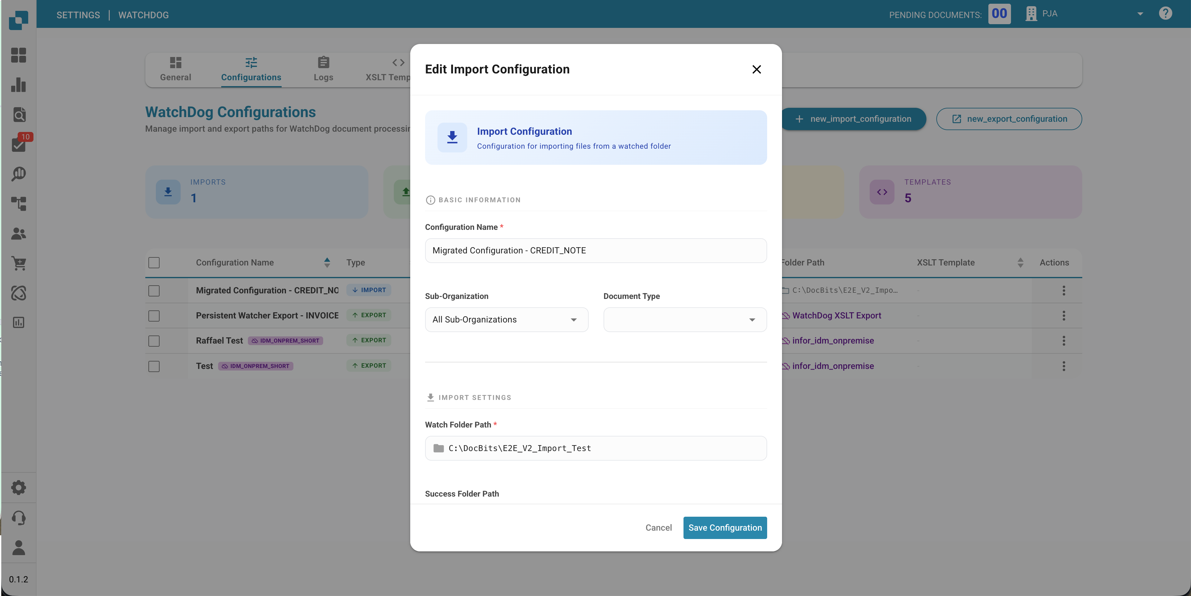 WatchDog Export Settings