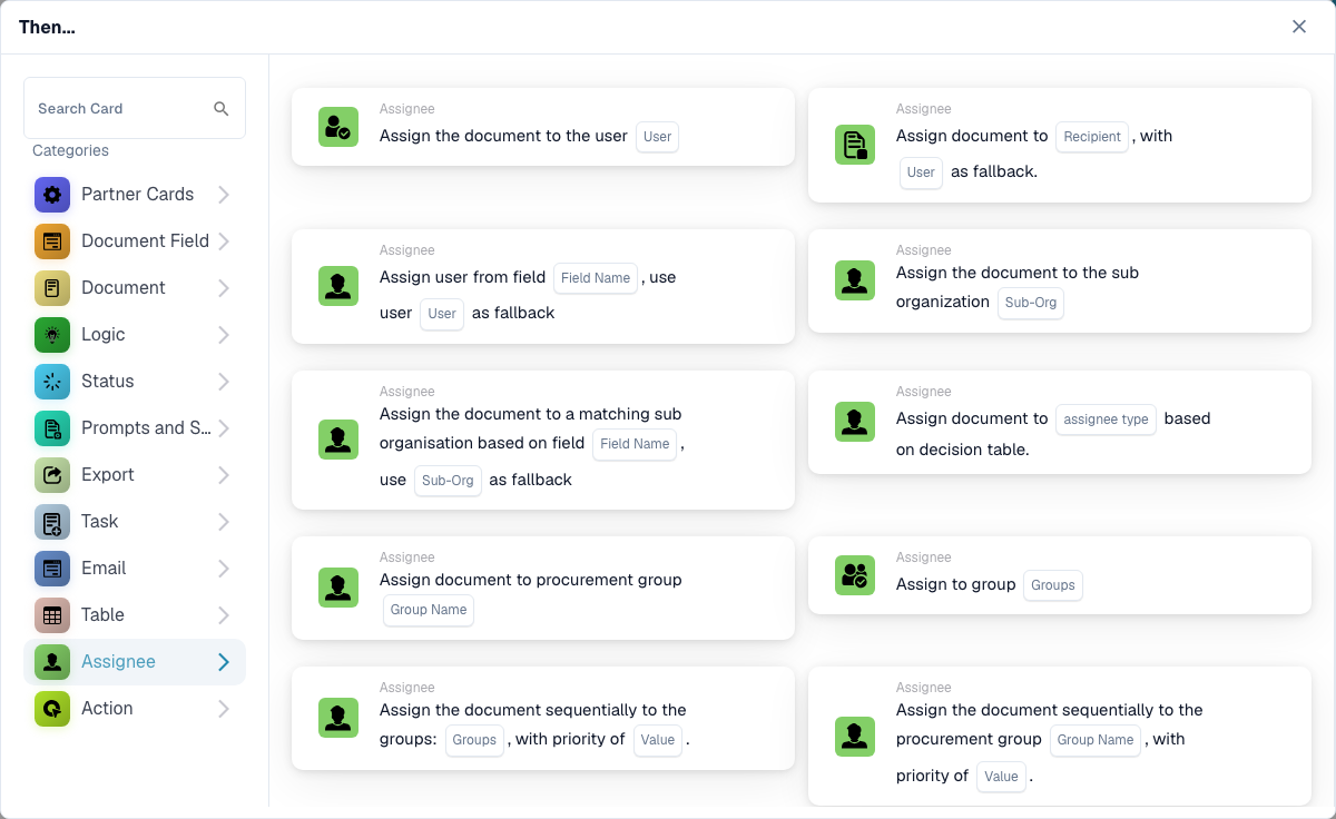 Workflow Builder card category