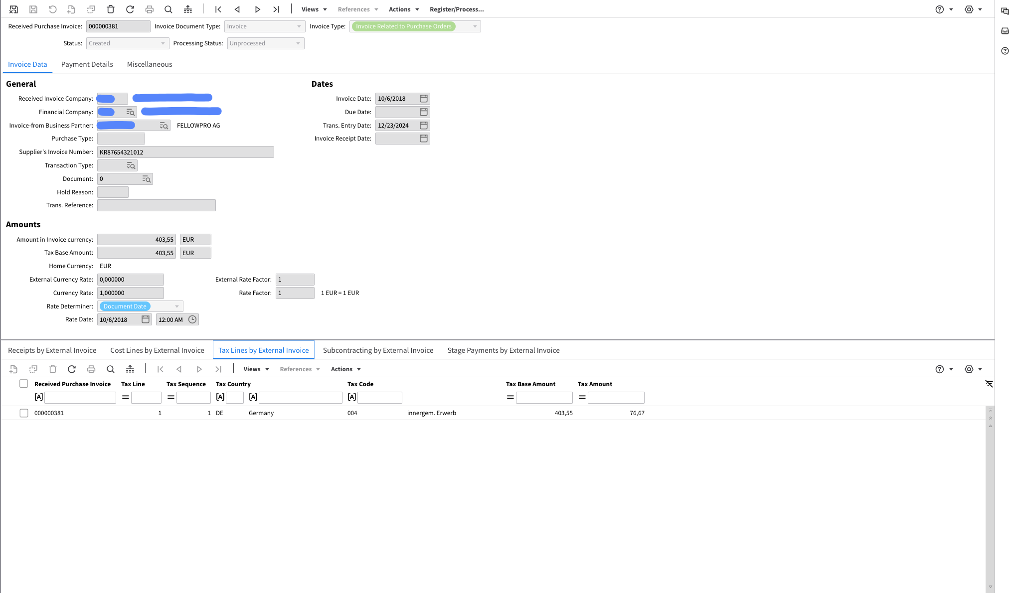 FacturX Extended Infor LN Export