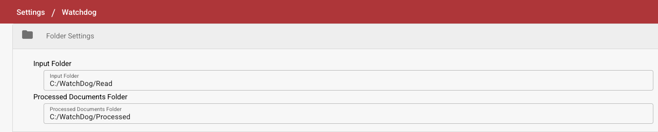 WatchDog Folder Settings