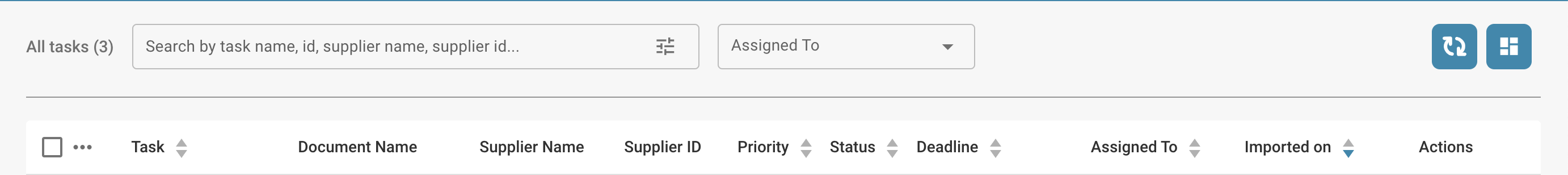 Tasks Dashboard Detailed View