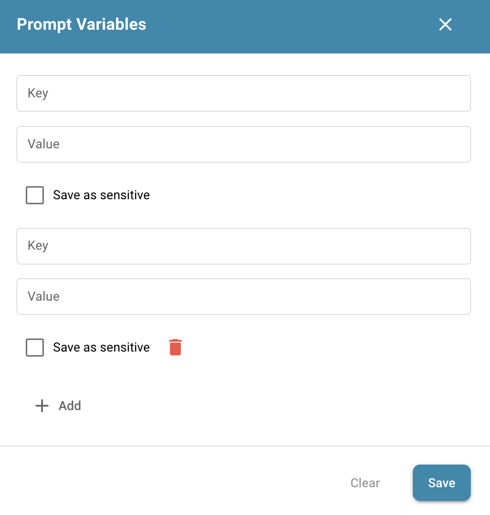 Prompt Variables Popup Interface