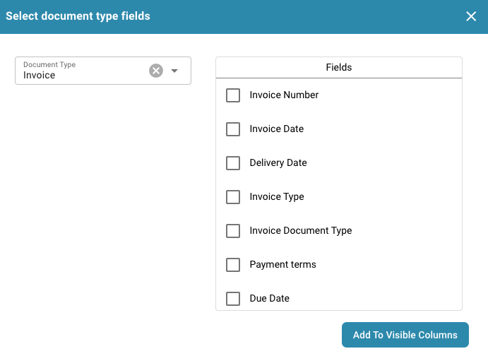 List of Available Document Type Fields