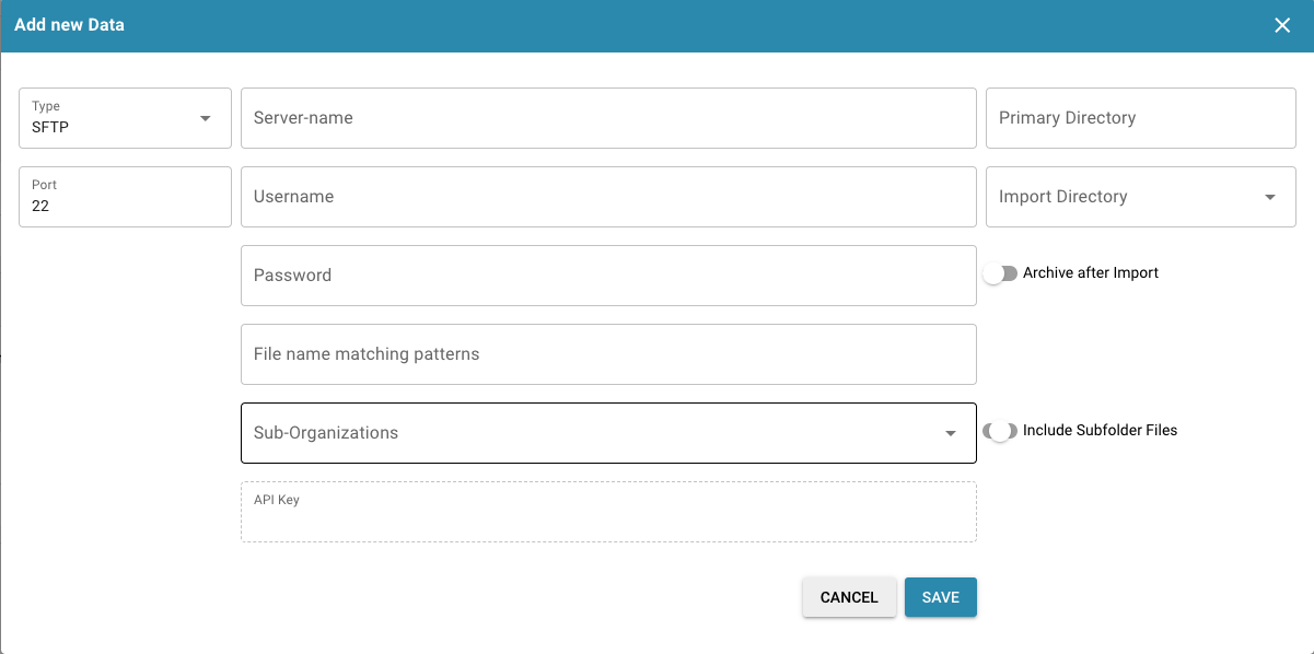 FTP Import Configuration Form
