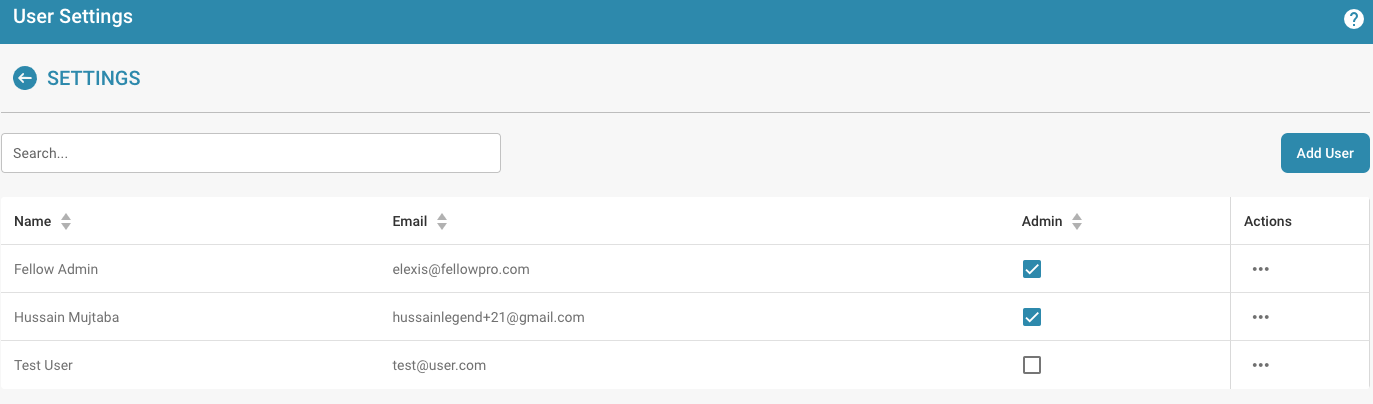 User Settings Menu Overview