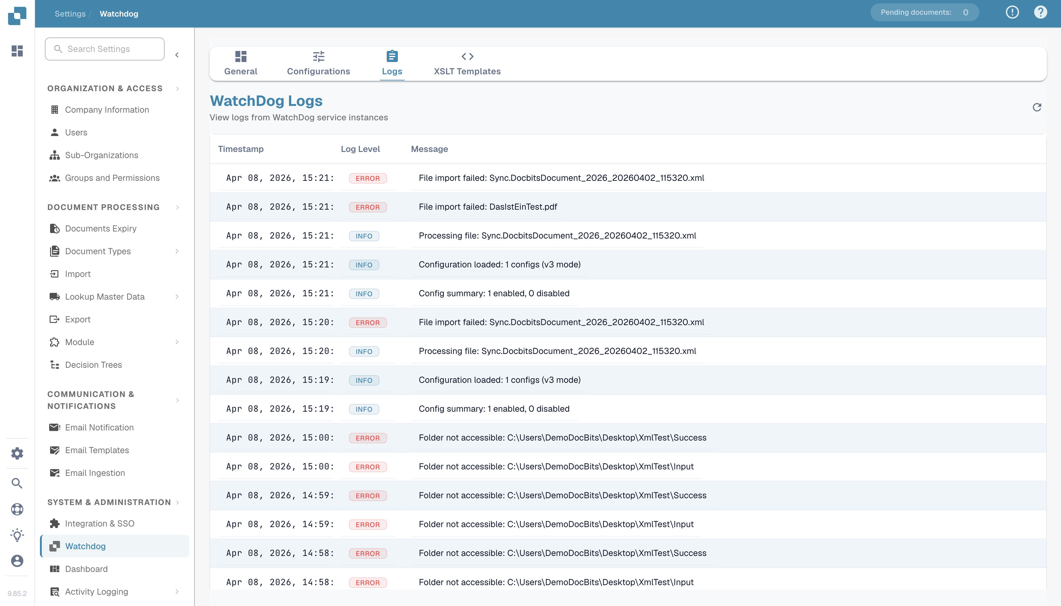 WatchDog Logs