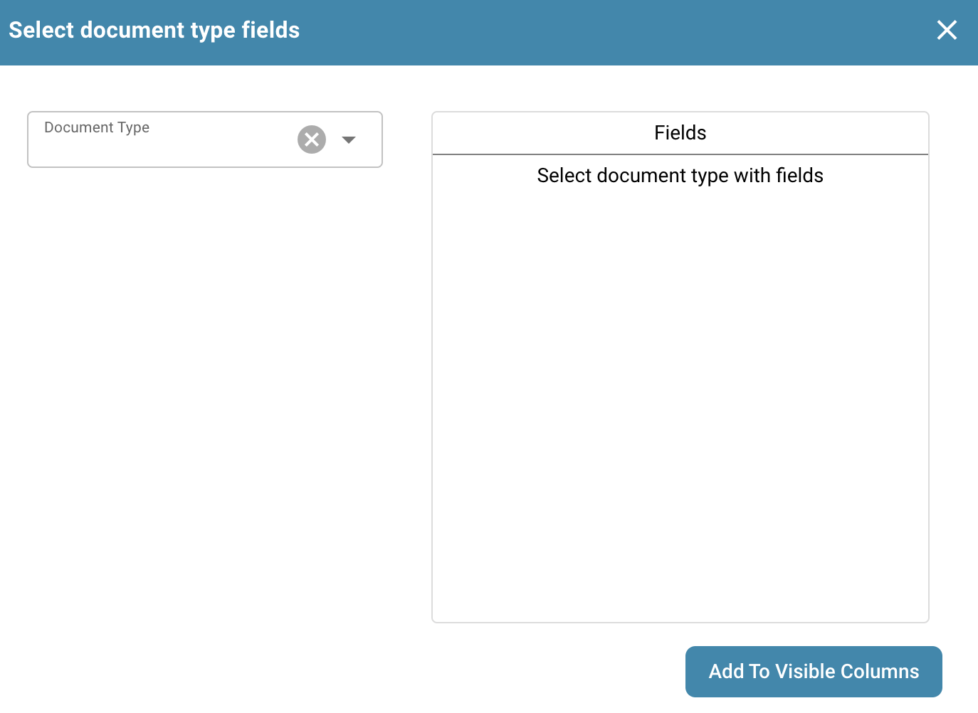 Select Document Type Field Window
