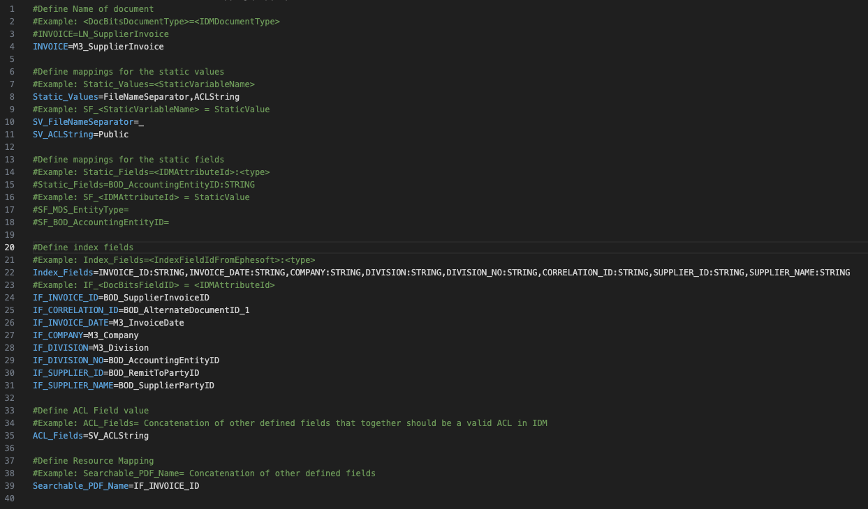 IDM Mapping File Example