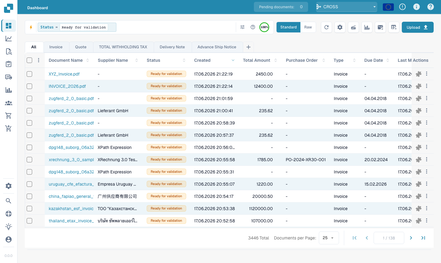Filtering by document status
