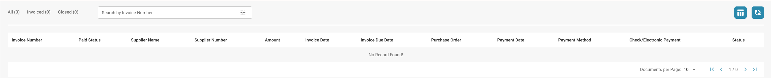 Invoice Dashboard Interface