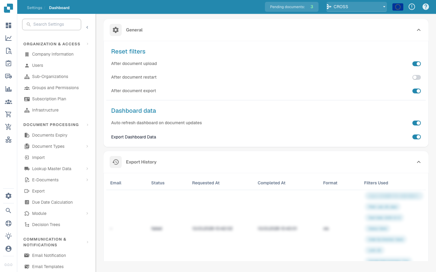 Dashboard Settings