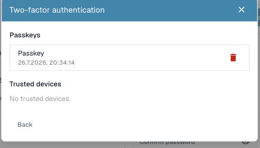 Managing enrolled passkeys and trusted devices
